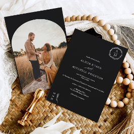 Convites Arco de casamento clássico do monograma negro