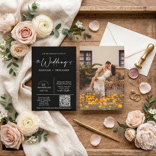 Convites Arco de Casamento com Código QR de Foto em Rótulo 