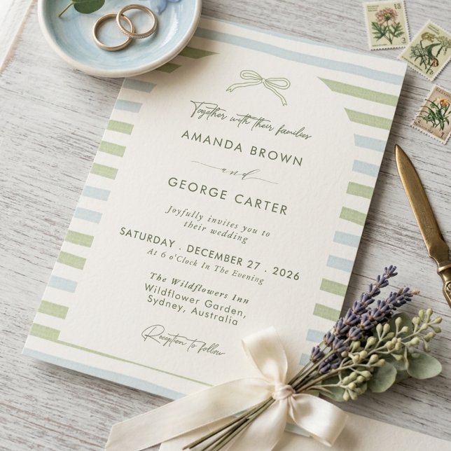 Convites Arco de Casamento com Listras em Verde Sálvia (Criador carregado)