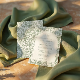 Convites Arco de casamento com monograma em toile floral ve