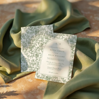 Convites Arco de casamento com monograma em toile floral ve