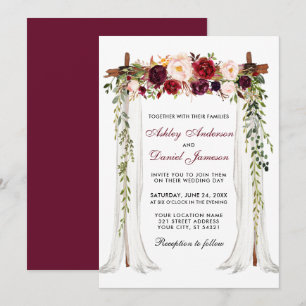 Convites Arco de Casamento de Canopy Watercolor Floral Borg