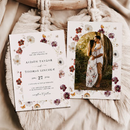 Convites Arco de casamento de flores de outono Boho Photo