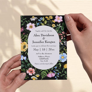 Convites Arco de Casamento de Flores Silvestres em Aquarela