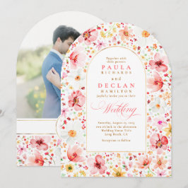 Convites Arco de Casamento de Jardim Floral Boho Flor Silve