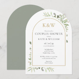 Convites Arco de Casamento de Monograma Dourado e Verdura