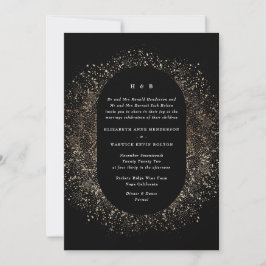 Convites Arco de Casamento Dourado e Preto de Folha Formal