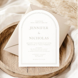 Convites Arco de Casamento Elegante Clássico Formal Bege