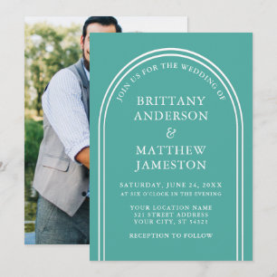 Convites Arco de Casamento Elegante Moderno Foto Azul