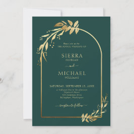 Convites Arco de Casamento Eucalyptus Dourado Emerald Green