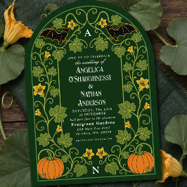 Convites Arco de Casamento Floral de Abóbora de Morcego Gót
