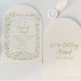 Convites Arco de Casamento Floral de Verão com Laço Verde R