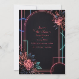 Convites Arco de Casamento Floral Neon Romântico Brilho