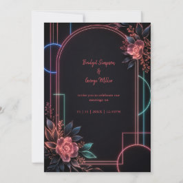Convites Arco de Casamento Floral Neon Romântico Glow