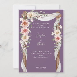 Convites Arco de Casamento Floral Rústico País Roxo Casamen