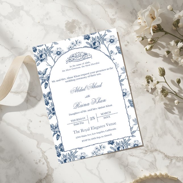 Convites Arco de casamento islâmico muçulmano floral branco (Criador carregado)