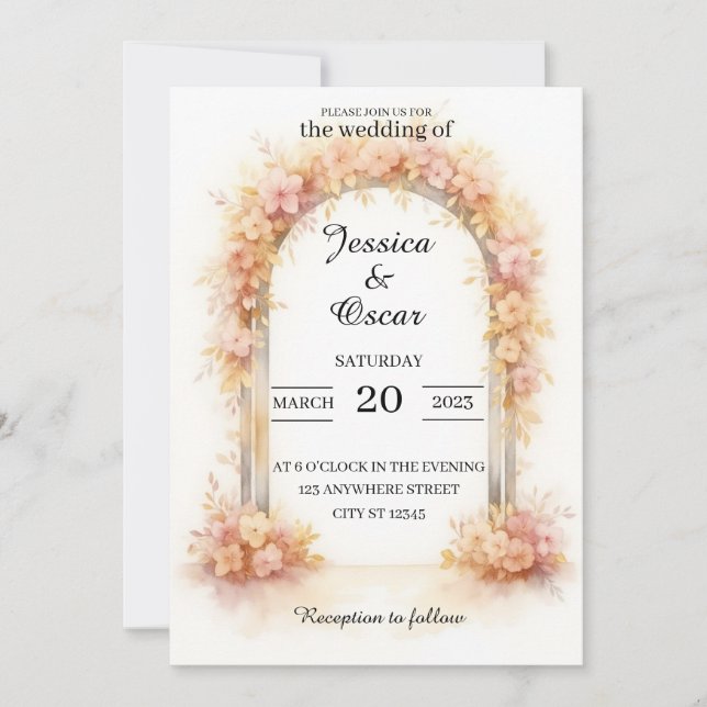 Convites Arco de Casamento Romântico (Frente)