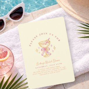 Convites Arco de Chá de Bebê de Cocktail Rosa Amarelo
