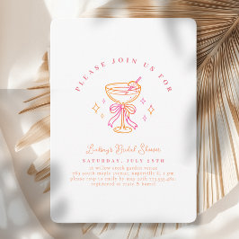 Convites Arco de Chá de Bebê de Cocktail Rosa Branco
