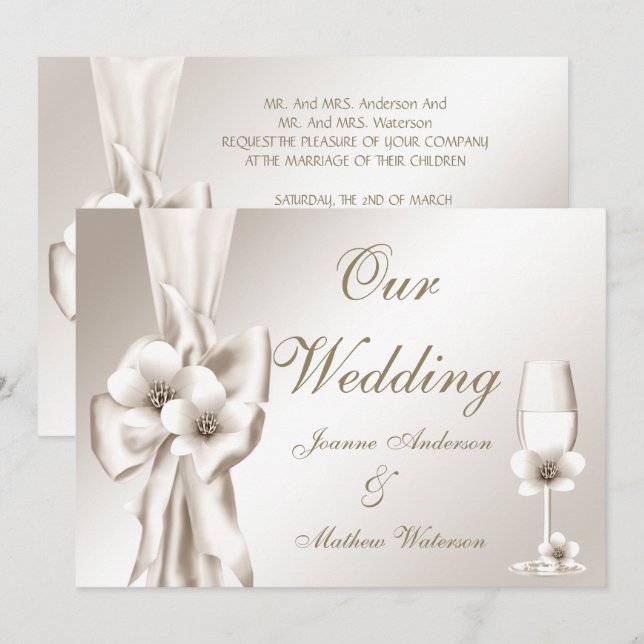 Convites Arco de Champanhe Floral de Casamento Elegante (Frente/Verso)