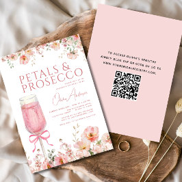 Convites Arco de código QR Petals & Prosecco cor-de-rosa