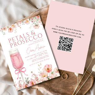 Convites Arco de código QR Petals & Prosecco cor-de-rosa
