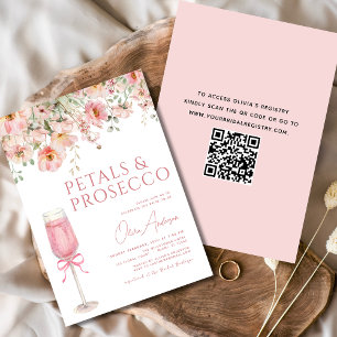 Convites Arco de código QR Petals & Prosecco cor-de-rosa