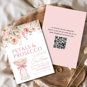 Convites Arco de código QR Petals & Prosecco cor-de-rosa