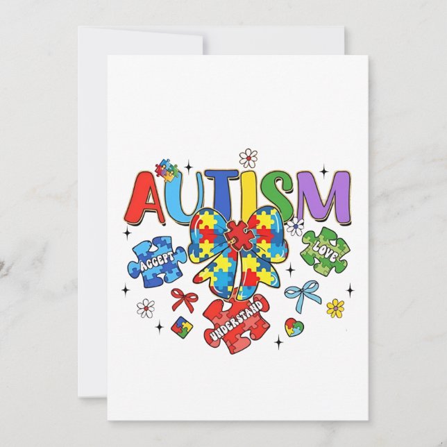 Convites Arco de consciência Autismo Quebra-cabeça Piece Ne (Frente)