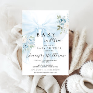 Convites Arco de coquete azul floral Baby in blogue Boy chá