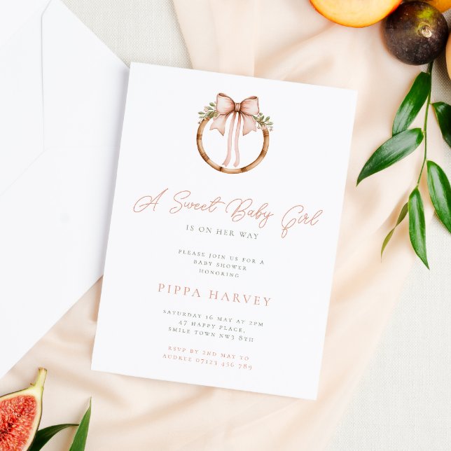 Convites Arco de coquete e Chá de fraldas de cocô da menina (Criador carregado)