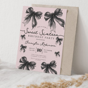 Convites Arco de Coquete Girly Doce 16 Aniversário Preto Bl