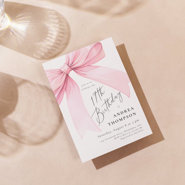 Convites Arco de Coquete Rosa Elegante 17ª Rapariga BIrthda (Criador carregado)