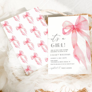 Convites Arco De Coquete Rosa Elegante É Um Chá de fraldas 