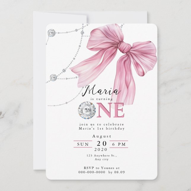 Convites Arco de coquete rosa-faísca 1rua (Frente)