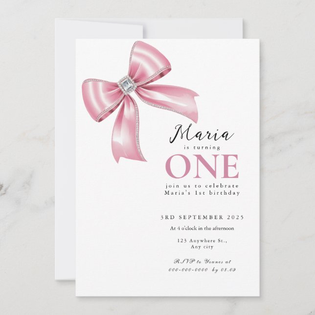 Convites Arco de coquete rosa-faísca 1rua (Frente)