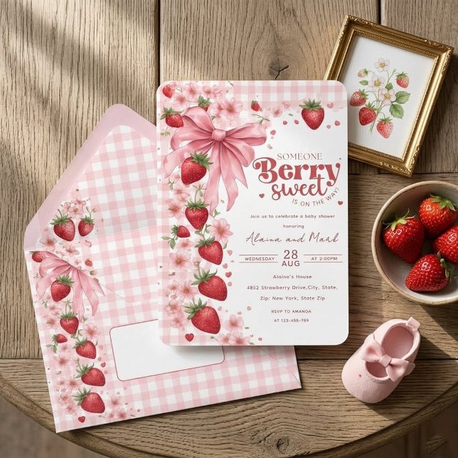 Convites Arco de Coquete Strawberry Berry Doce Chuvinha de  (Criador carregado)