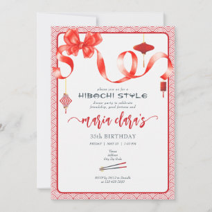 Convites Arco de coquete vermelho japonês Lanterna Aniversá
