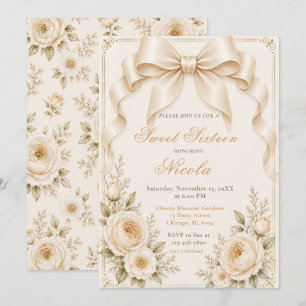 Convites Arco de Coquetele de Champanhe Floral Sweet Sixtee