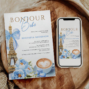Convites Arco de Coquetes Bonjour Bébé Watercolor I