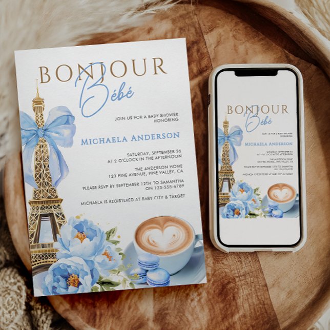 Convites Arco de Coquetes Bonjour Bébé Watercolor I (Criador carregado)