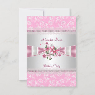 Convites Arco de Damasco Floral Rosa Branco Festa de Aniver