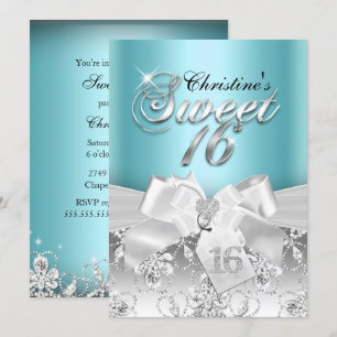 Convites Arco de Diamante de Sparkle Blue Sweet 16 Convide