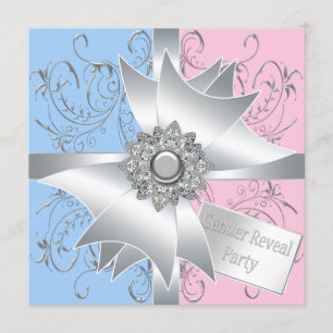 Convites Arco de Diamante Elegante Revelação de Gênero Rosa