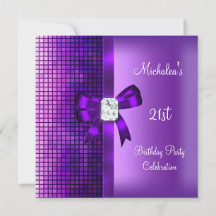 Convites Arco de Diamante Roxo Lantejoulas Aniversário de 2