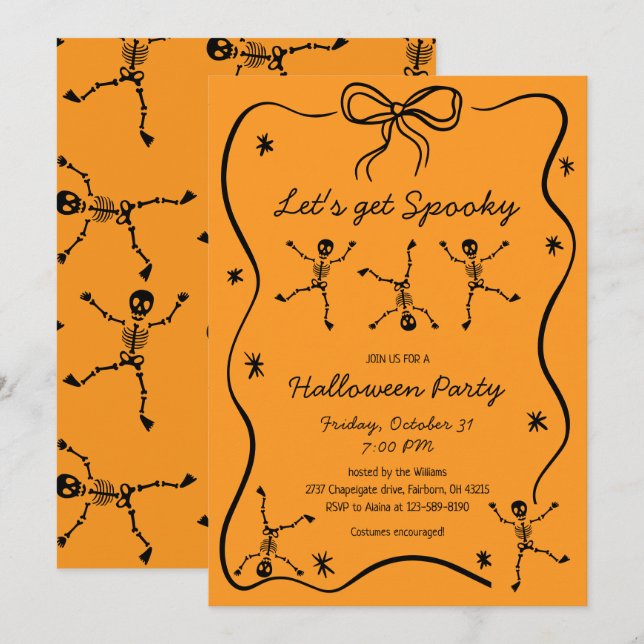 Convites Arco de Esqueleto Desenhado à Mão Whimsical Fotogr (Frente/Verso)