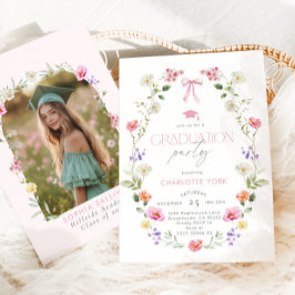 Convites Arco de festa de formatura com laço floral Foto