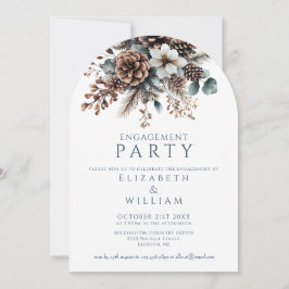 Convites Arco de Festa de noivado Rustic Floral Pinecone