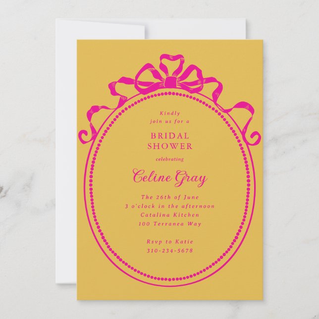 Convites Arco de fita antigo Chá de panela de quadro vitori (Frente)