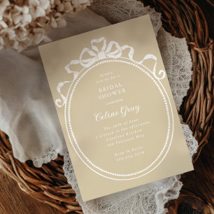 Convites Arco de fita antigo Chá de panela de quadro vitori